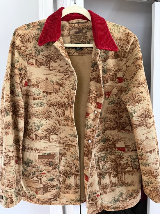 Lauren Ralph Lauren Jackets & Blazers - Lauren Ralph Lauren Scenic Print Utility Jacket with Red Corduroy Collar
